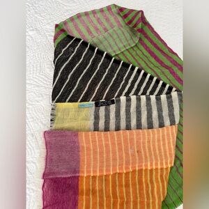 KARMA LIVING 💯 Wool Colorful Striped Scarf